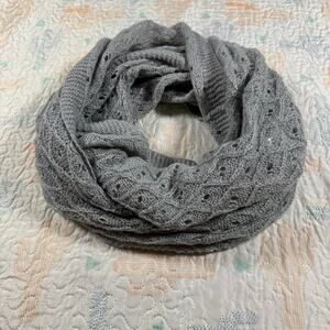 Gray Knit Infinity Scarf Lightweight Open Knit Loop Scarf Cozy